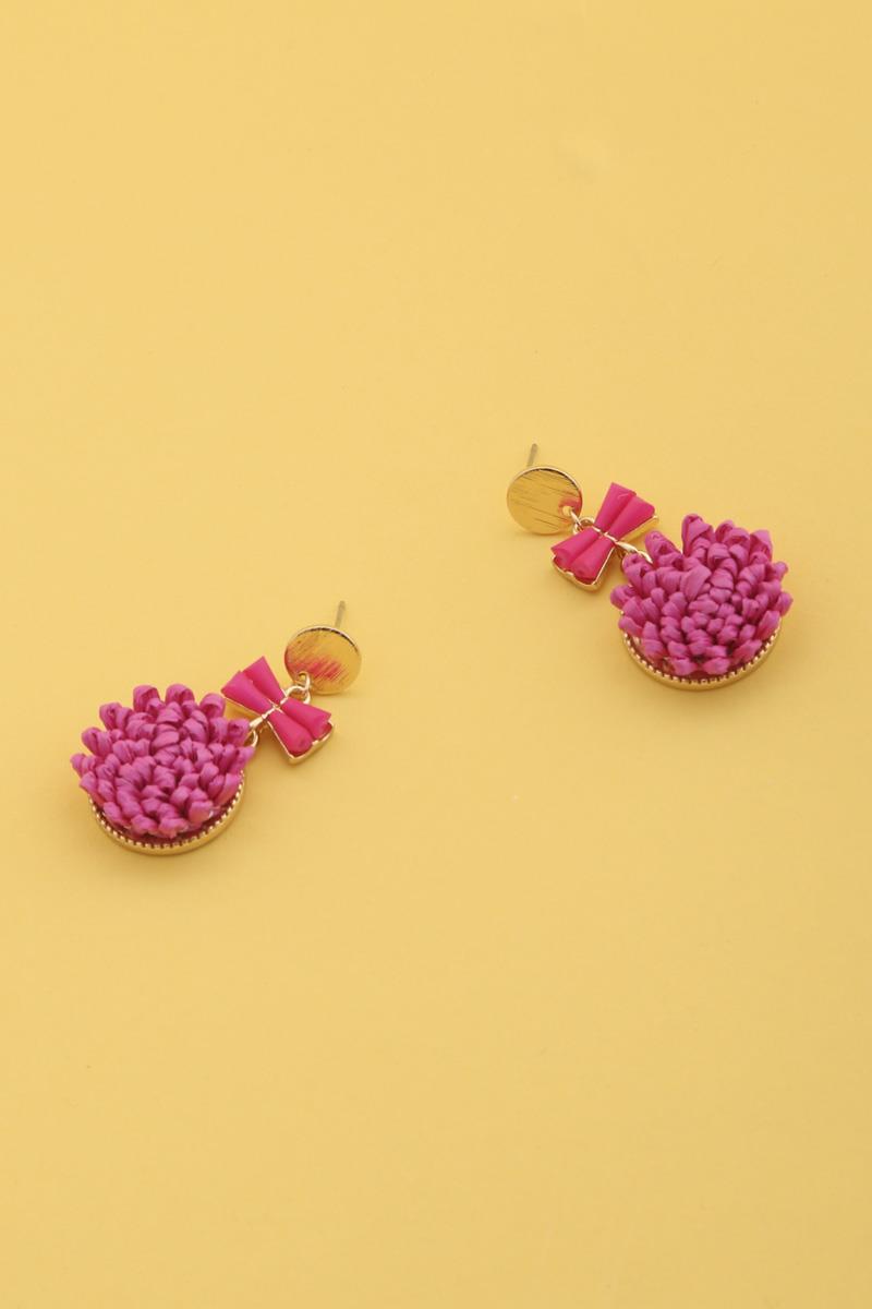 RAFFIA ROUD DANGLE EARRING