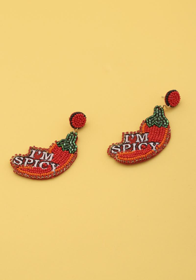 IM SPICY CHILLI PEPPER SEED BEAD DANGLE EARRING