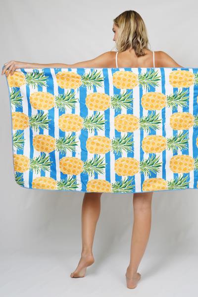 2 IN 1 PINEAPPLE BEACH TOWEL TOTE BAG