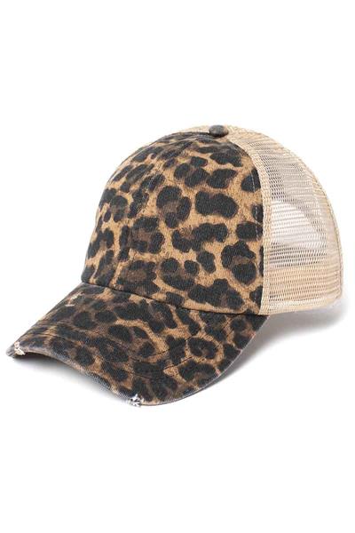 LEOPARD BACK MESH FASHION CAPS