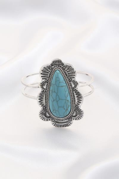 RODEO WESTERN TURQUOISE STONE HINGE BRACELET