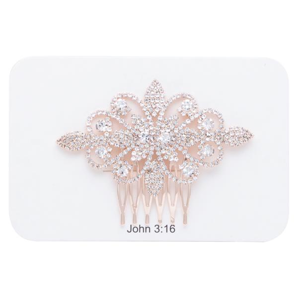 FILIGREE PATTERN RHINESTONE HAIR COMB