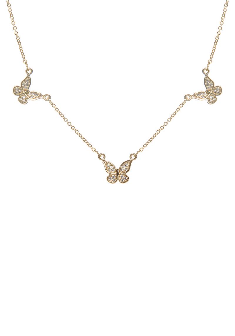 CRYSTAL 3 BUTTERFLY STATION NECKLACE