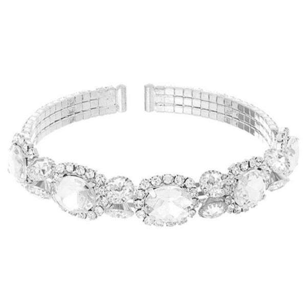 RHINESTONE 5 OVAL FLOWER CENTER CUFF BRACELET