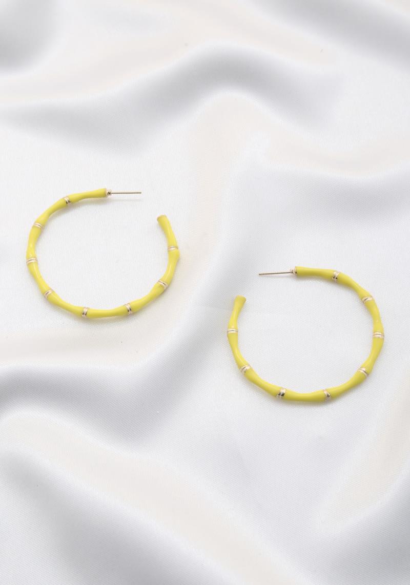 BAMBOO COLOR METAL HOOP EARRING