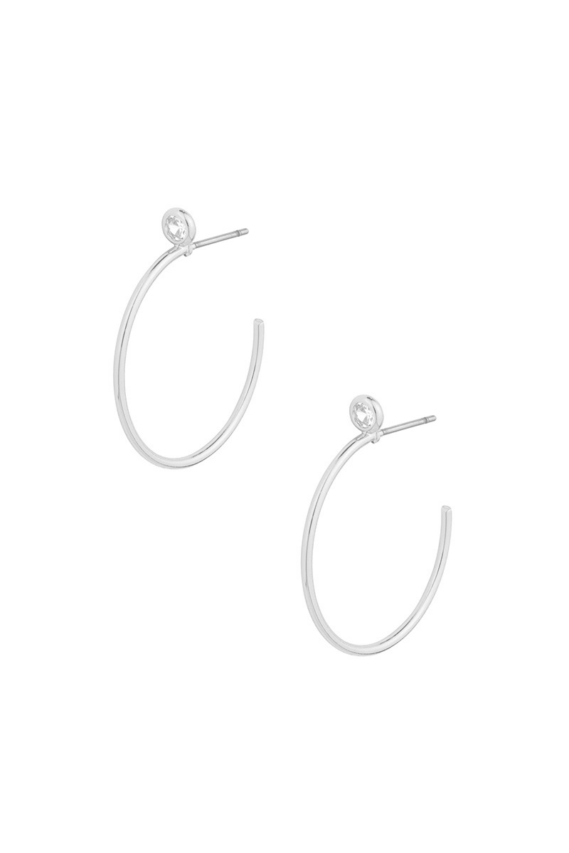 CRYSTAL METAL OPEN HOOP EARRING