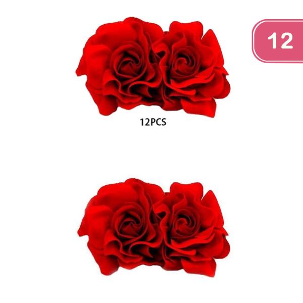 FASHION ROSE HAIR PIN 2 PC SET (12 UNITS)