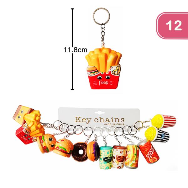 FASHION FAST FOOD KEYCHAIN (12 UNITS)