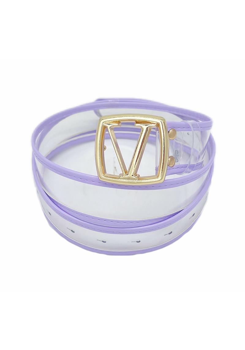 CLEAR COLOR EDGE METAL V BUCKLE BELT