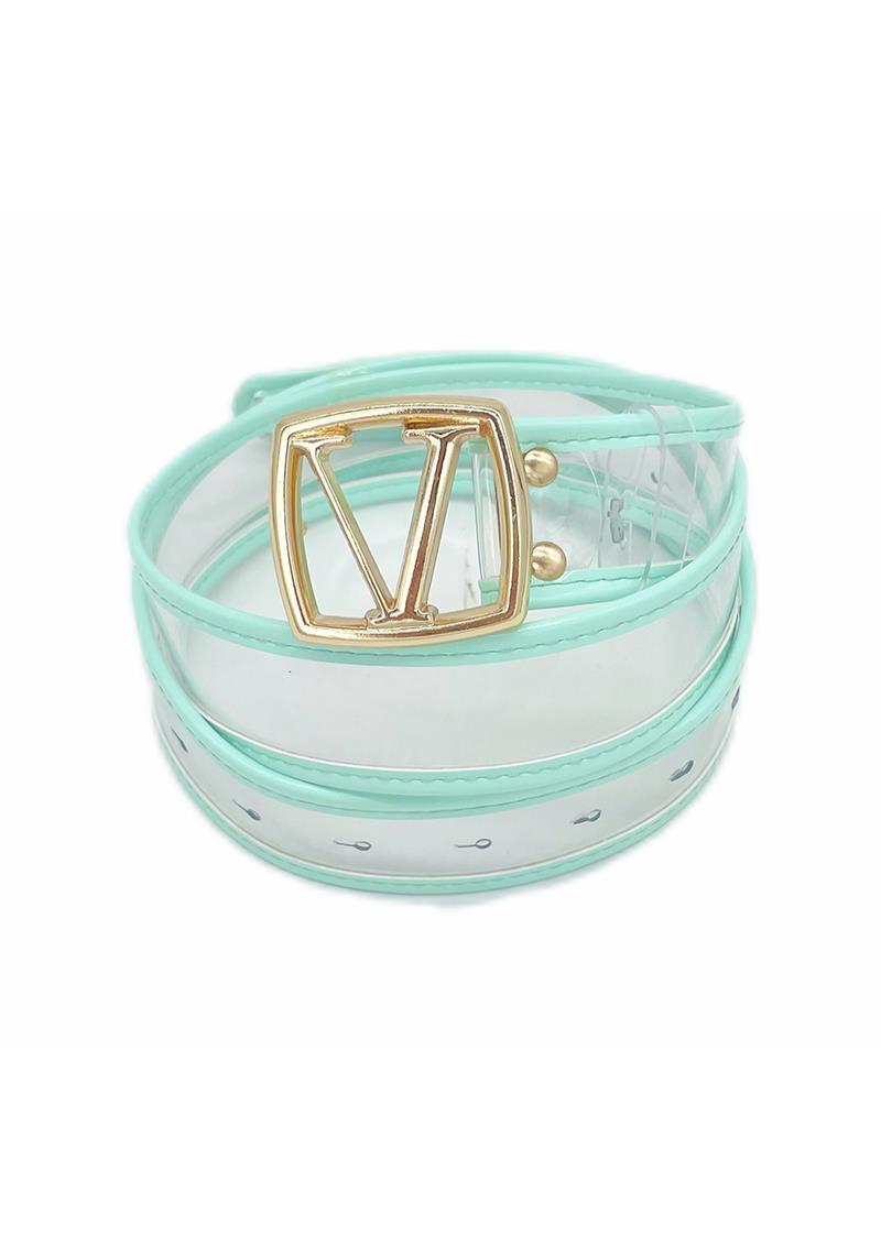 CLEAR COLOR EDGE METAL V BUCKLE BELT