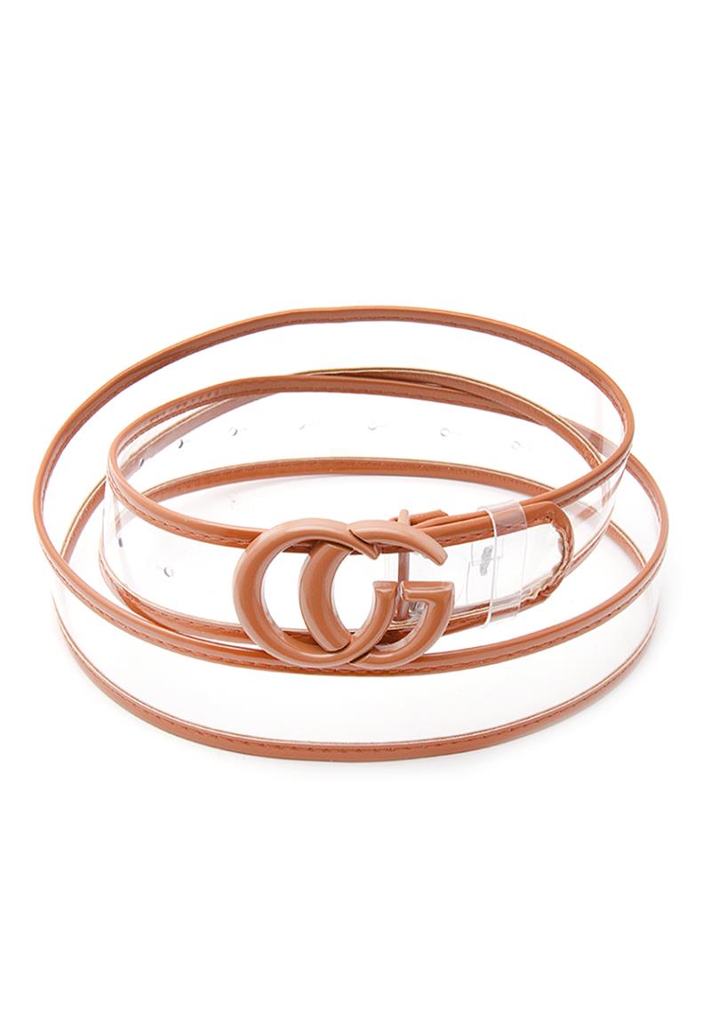 CLEAR COLOR EDGE METAL BUCKLE BELT