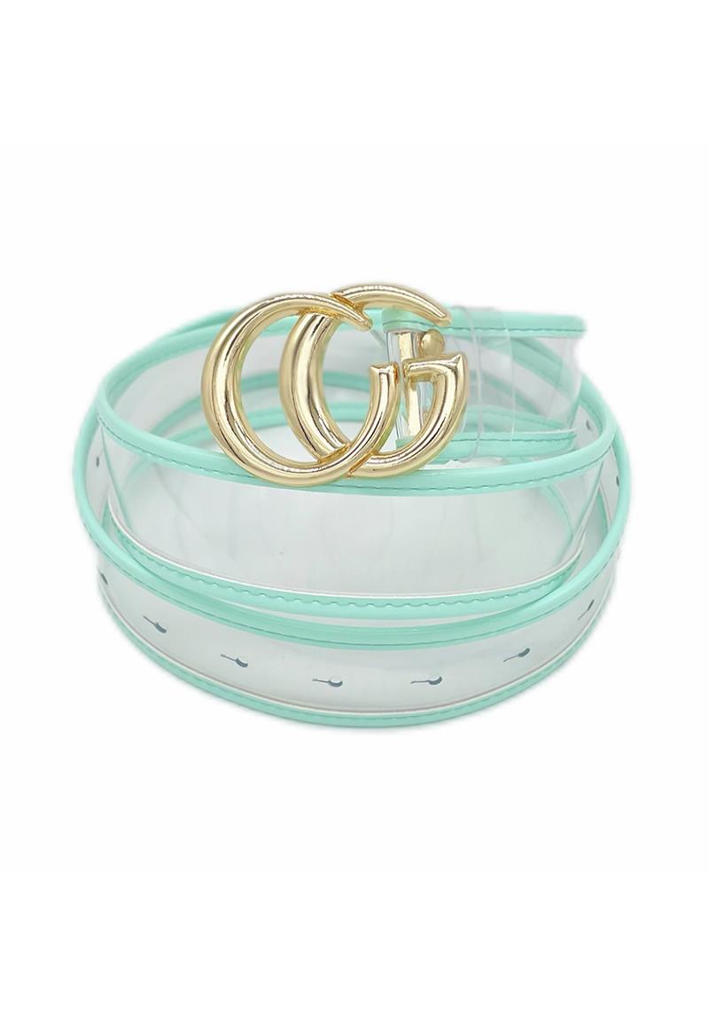 CLEAR COLOR EDGE METAL BUCKLE BELT