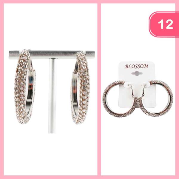 RHINESTONE HOOP EARRING (12 UNITS)