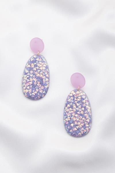 OVAL CONFETTI ENCAPSULATED DANGLE EARRING