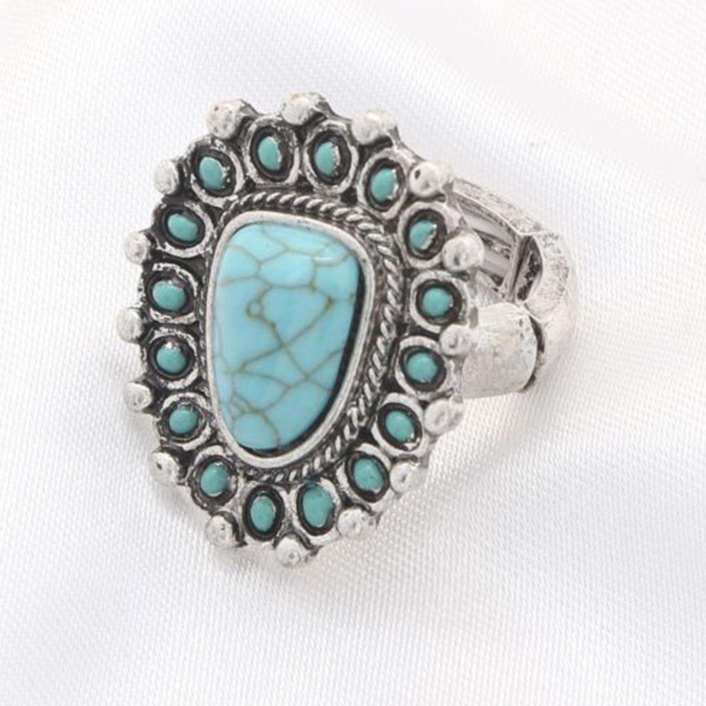 FAUX TURQUOISE STONE METAL RING