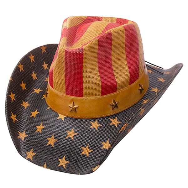 WESTERN AMERICAN STAR STRIPE PATTERN COWBOY HAT