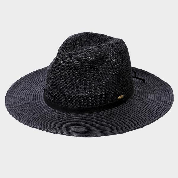 CC PANAMA STRAW SUN HAT WITH SUEDE LACE TRIM BAND HAT