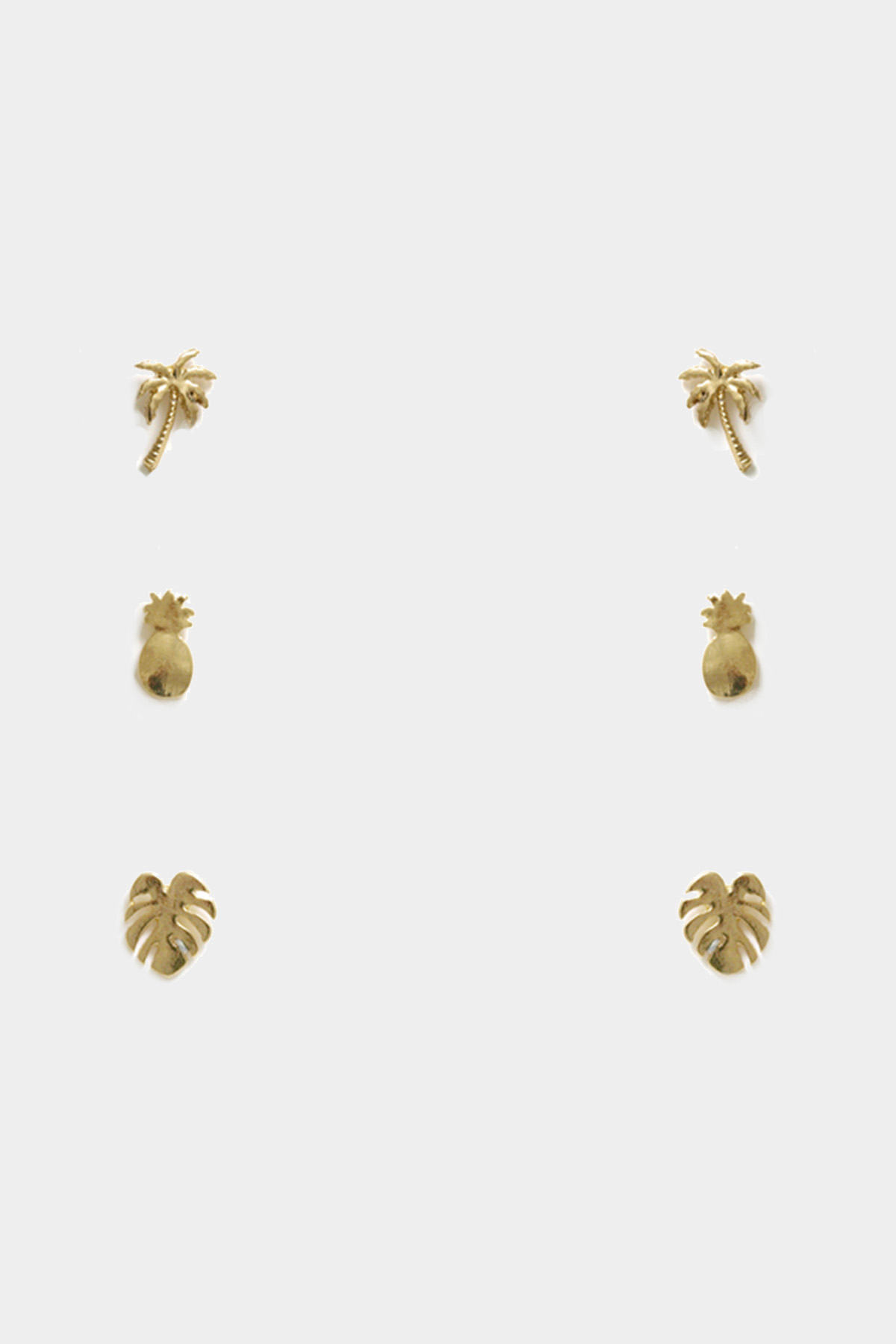 PALM TREE PINEAPPLE STUD EARRING SET
