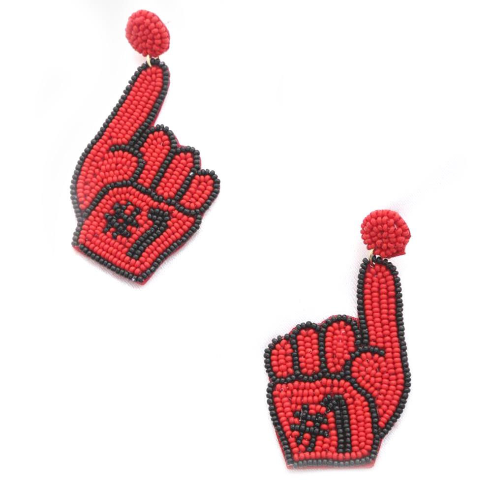 COLLEGE COLORS NUMBER ONE HAND POST EARRING