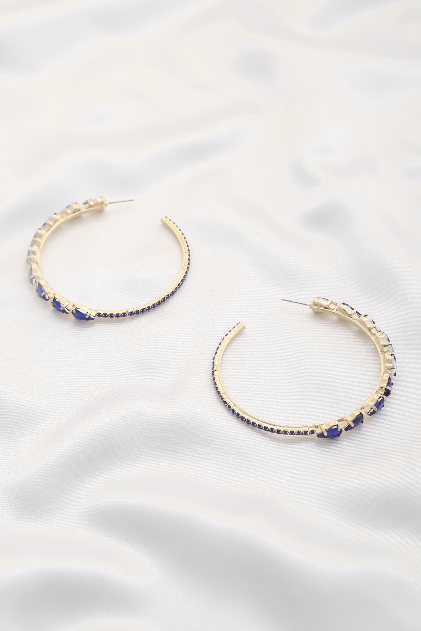 TEARDROP STONE HOOP EVENING EARRING