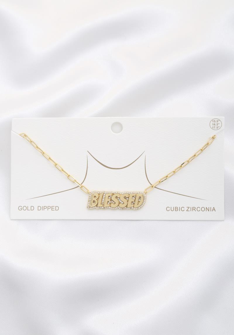 BLESSED RHINESTONE EDGE OVAL LINK NECKLACE