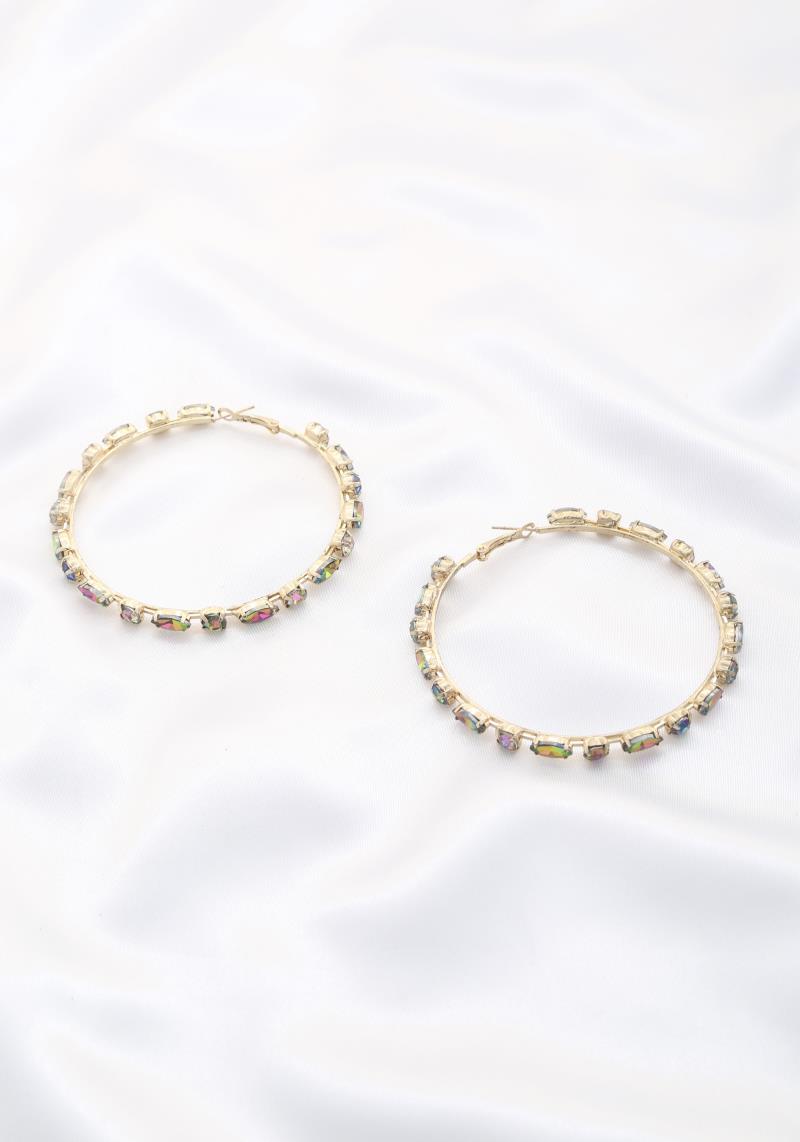 MARQUISE ROUND CRYSTAL EDGE HOOP EARRING