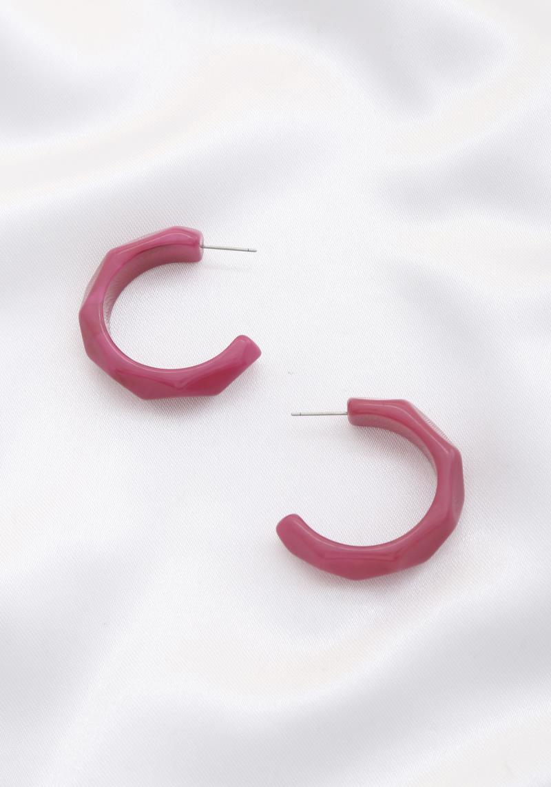 FACETED RESIN HOOP EARRING