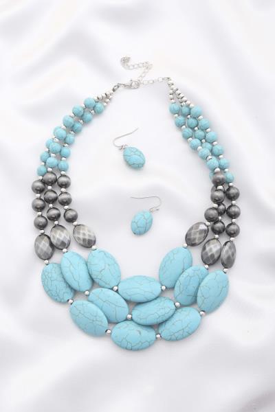 RODEO WESTERN OVAL BEAD LAYERED NECKLACE