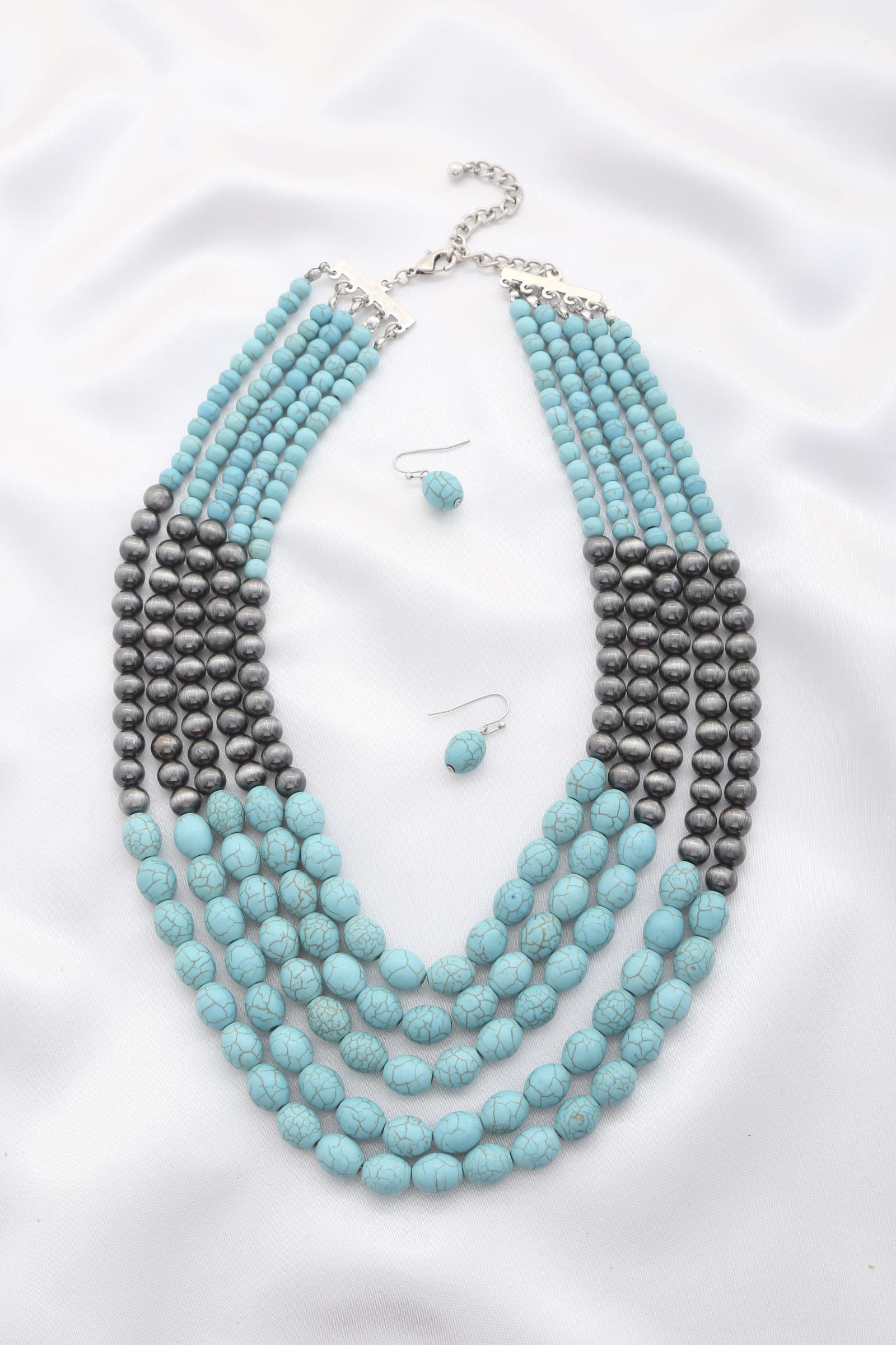 RODEO WESTERN BEADED LAYERED NECKLACE