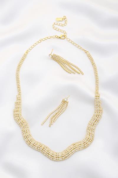 WAVY RHINESTONE NECKLACE