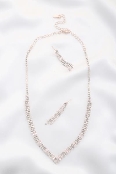 V SHAPE RHINESTONE NECKLACE