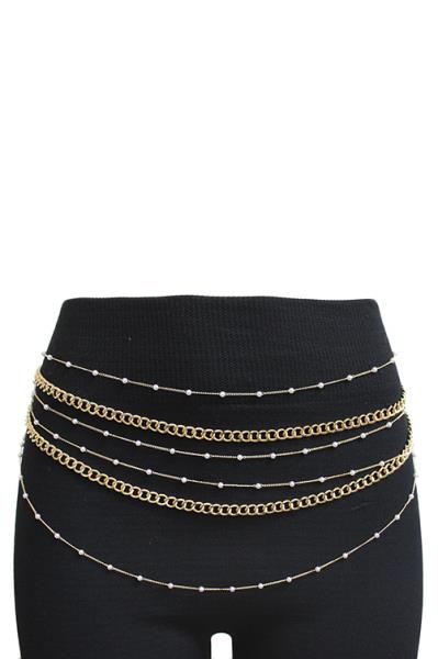 6 LAYERED METAL CHAIN BELLY BELT