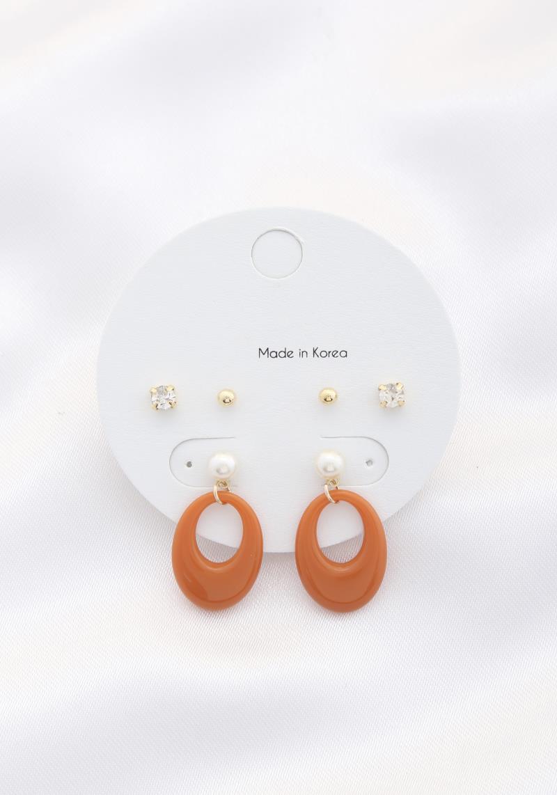OVAL PEARL BEAD ASSORTED EARRING SET