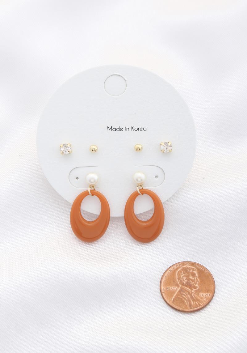 OVAL PEARL BEAD ASSORTED EARRING SET