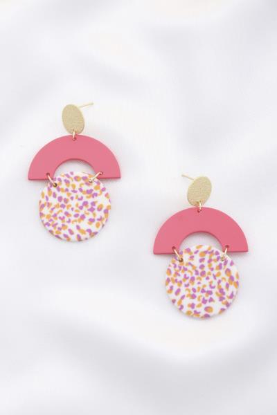 MARBLE PATTERN GEOMETIC SHAPE EARRING