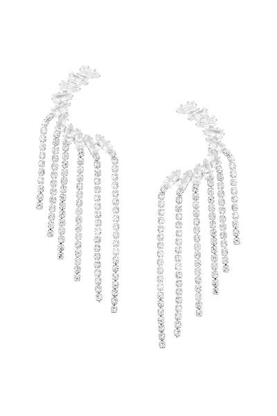 CRYSTAL C SHAPE BAGUETTE FRINGE EARRING