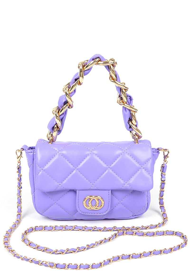 QUILTED PU CHAIN HANDLE CLUTCH