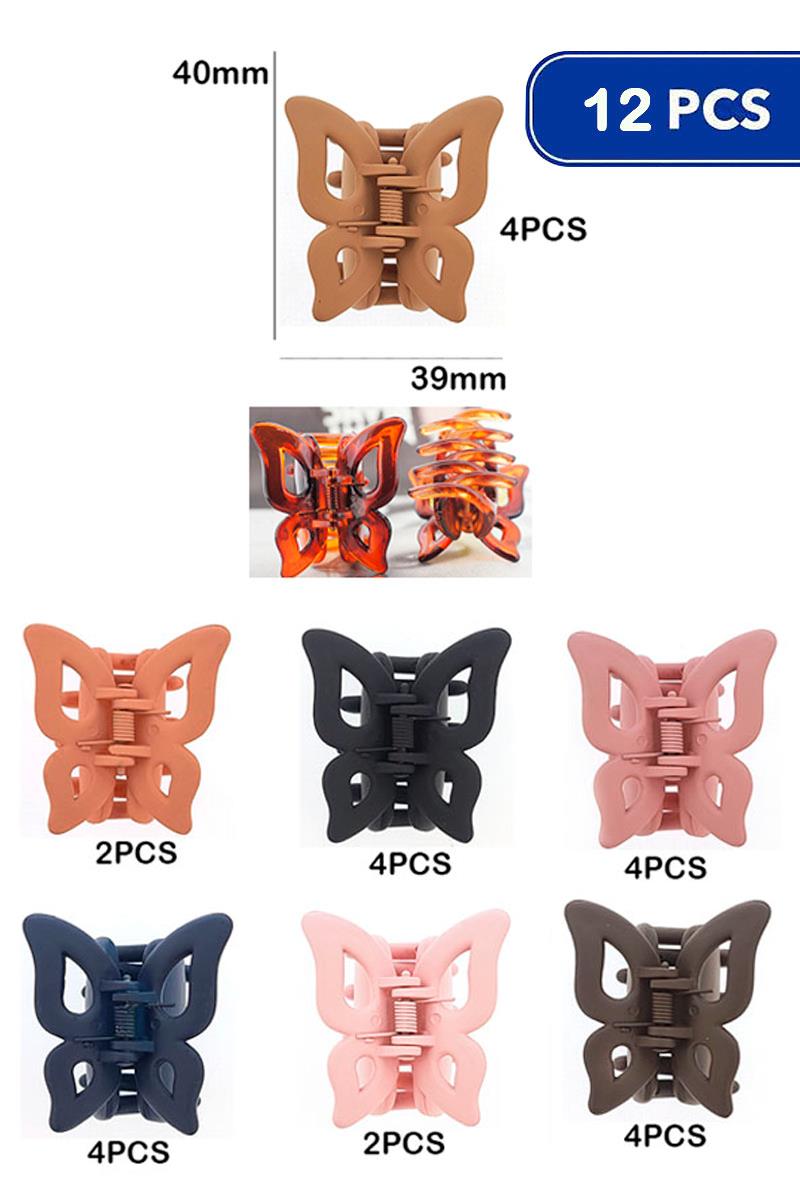 MINI BUTTERFLY HAIR CLAW CLIP 12 UNITS