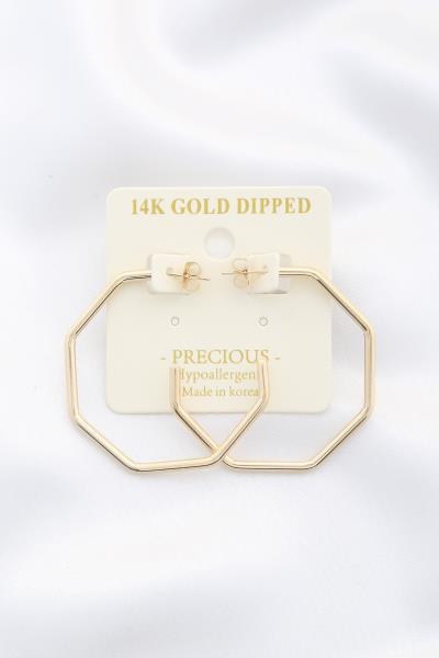 HEXAGON SHAPE 14K GOLD DIPPED EARRING