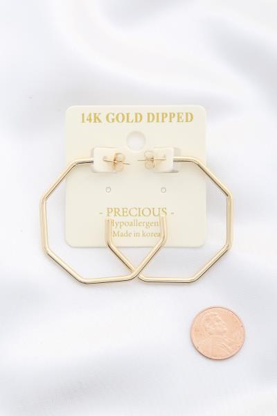 HEXAGON SHAPE 14K GOLD DIPPED EARRING