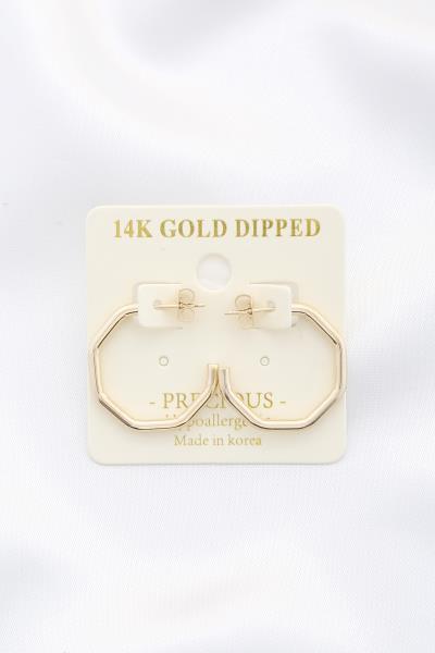 HEXAGON SHAPE 14K GOLD DIPPED EARRING