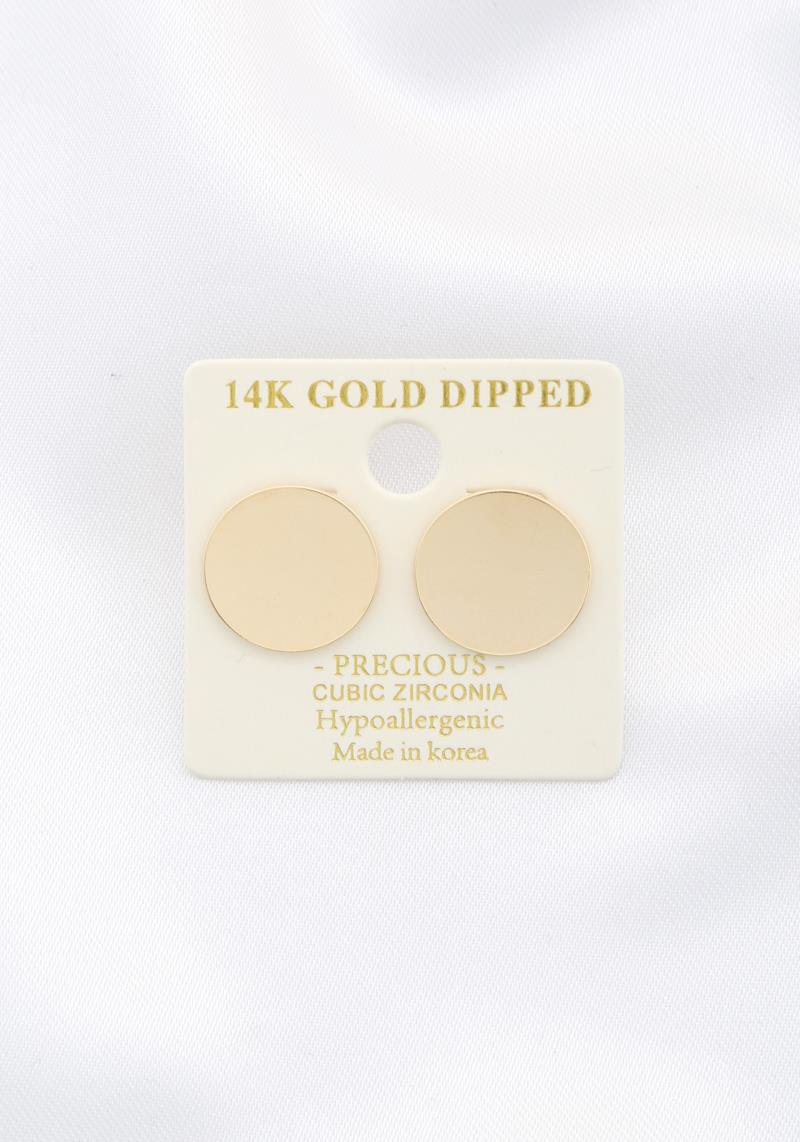 ROUND DISC 14K GOLD DIPPED EARRING