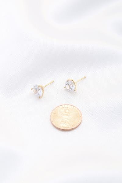 ROUND CRYSTAL 14K GOLD DIPPED STUD EARRING