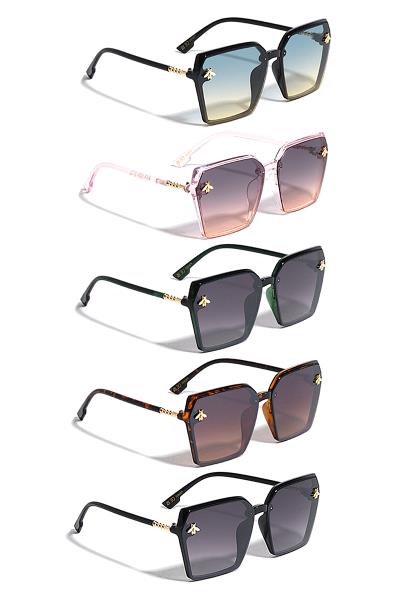BEE STUD SPRING SHAPE HINGE GEOMETRIC SUNGLASSES 1DZ