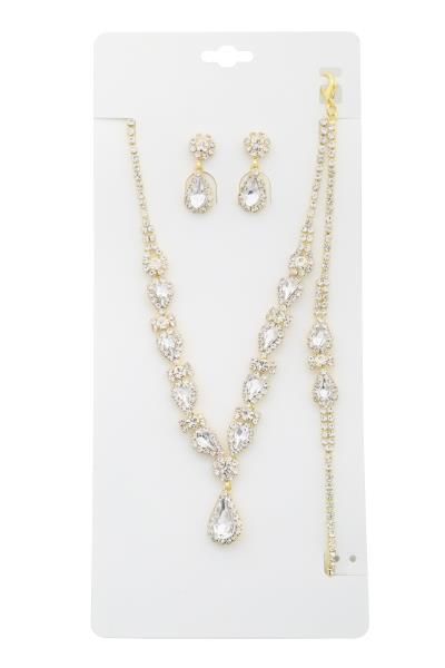 TEARDROP CRYSTAL NECKLACE AND BRACELET SET