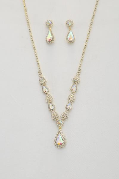 TEARDROP PATTERN CRYSTAL BRIAL NECKLACE