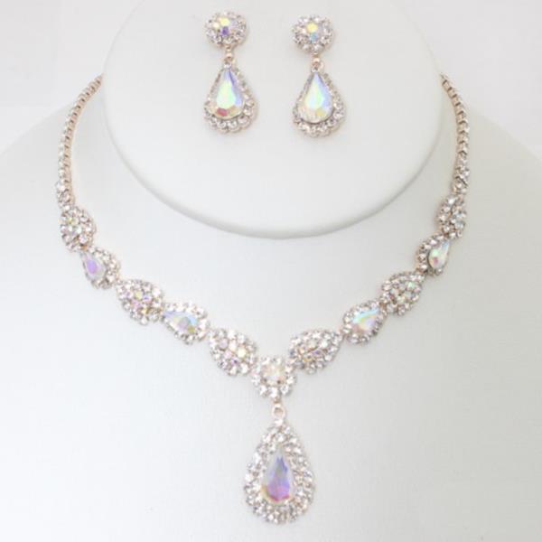 TEARDROP PATTERN CRYSTAL BRIAL NECKLACE