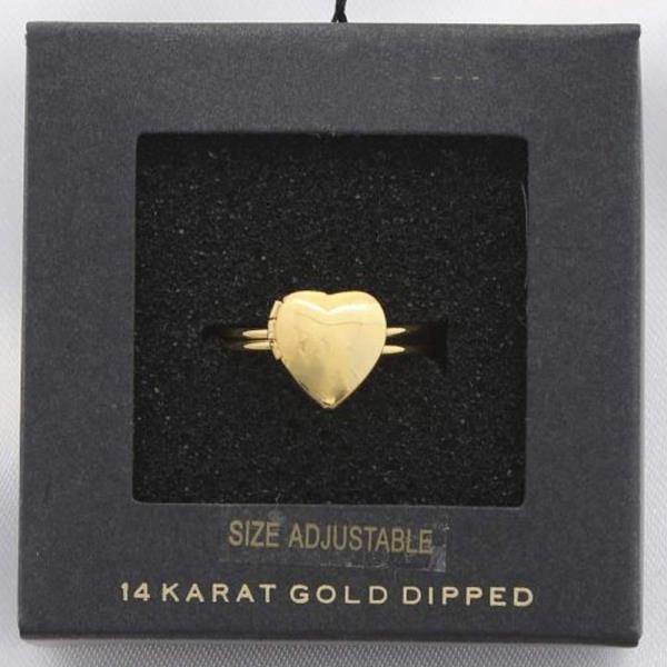 HEART LOCKET IT 14K GOLD DIPPED ADJUSTABLE RING