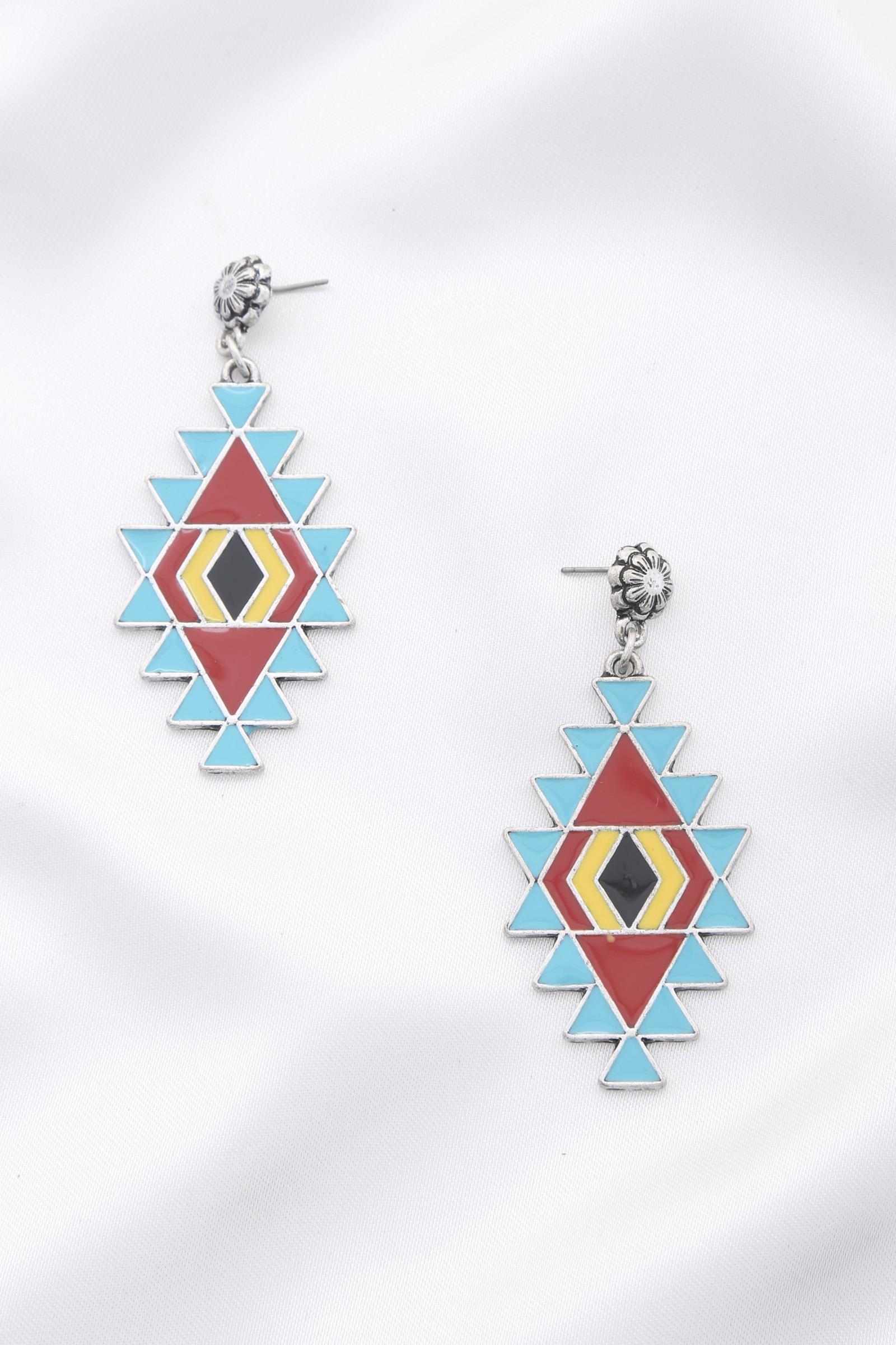 RODEO WESTERN PATTERN METAL DANGLE EARRING