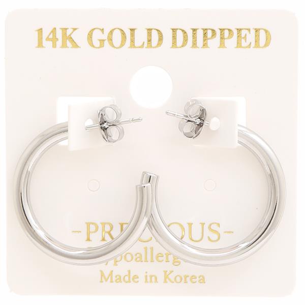 SOLID 14K GOLD DIPPED HOOP EARRING